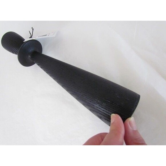 West Elm Tira Wood Taper Candle Holders Black Ash  Set 3 w Candles - Picture 13 of 13
